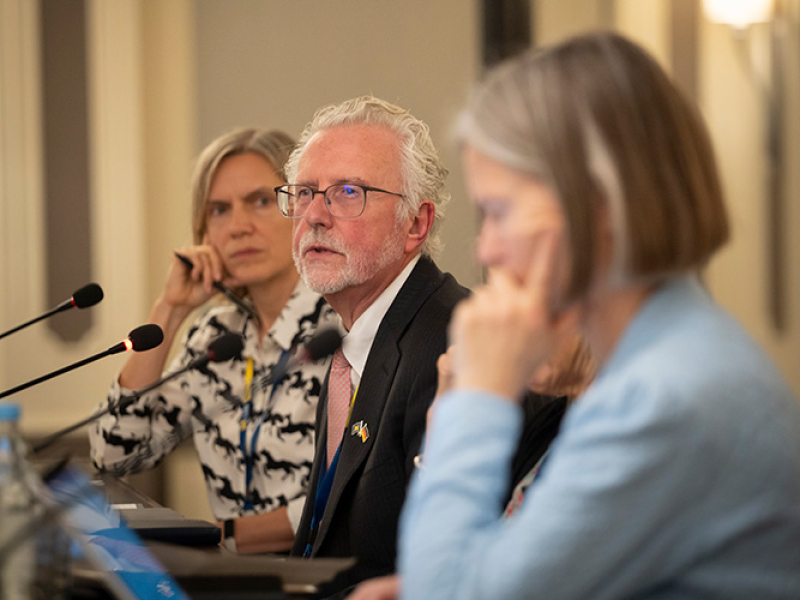 Professor J. Christopher McCrudden, with Professor Kristina Daugirdas and Professor Anne Peters. 
