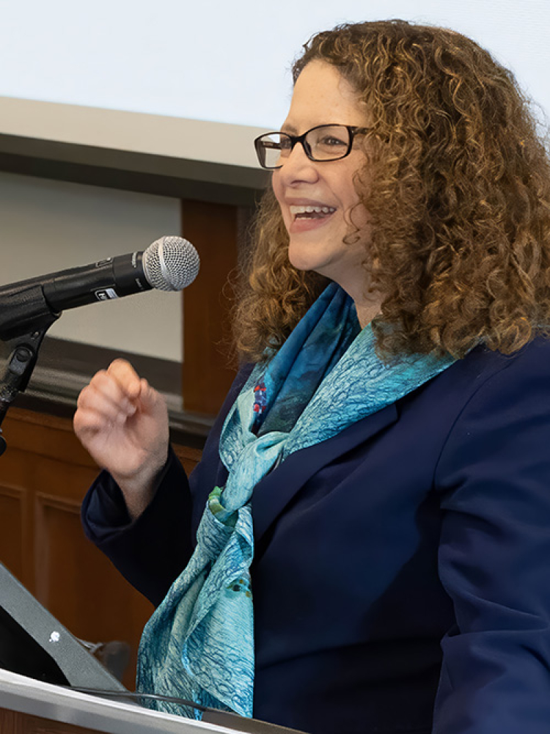 Karima Bennoune speaking at the Michigan Law Gender Apartheid Conference.