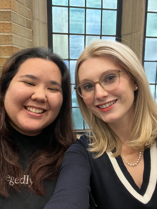 Michelle Landry, ’24, left, and Victoria Pedri, a current 2L.