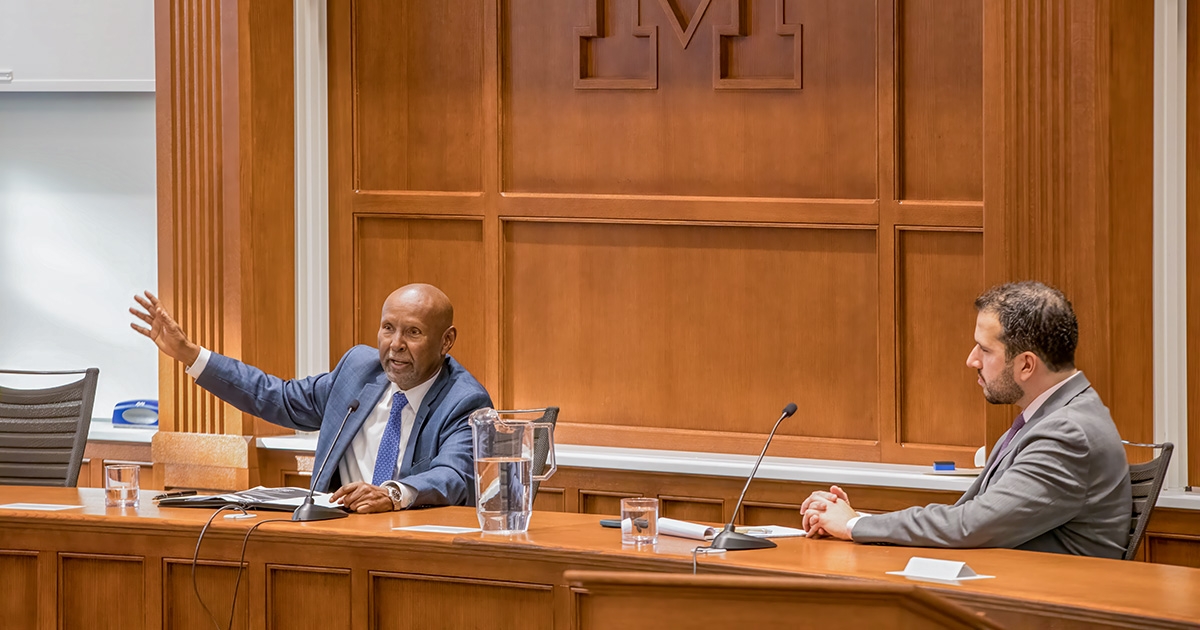 Judge Abdulqawi Ahmed Yusuf of the International Court of Justice (ICJ) lecturing at Michigan Law.