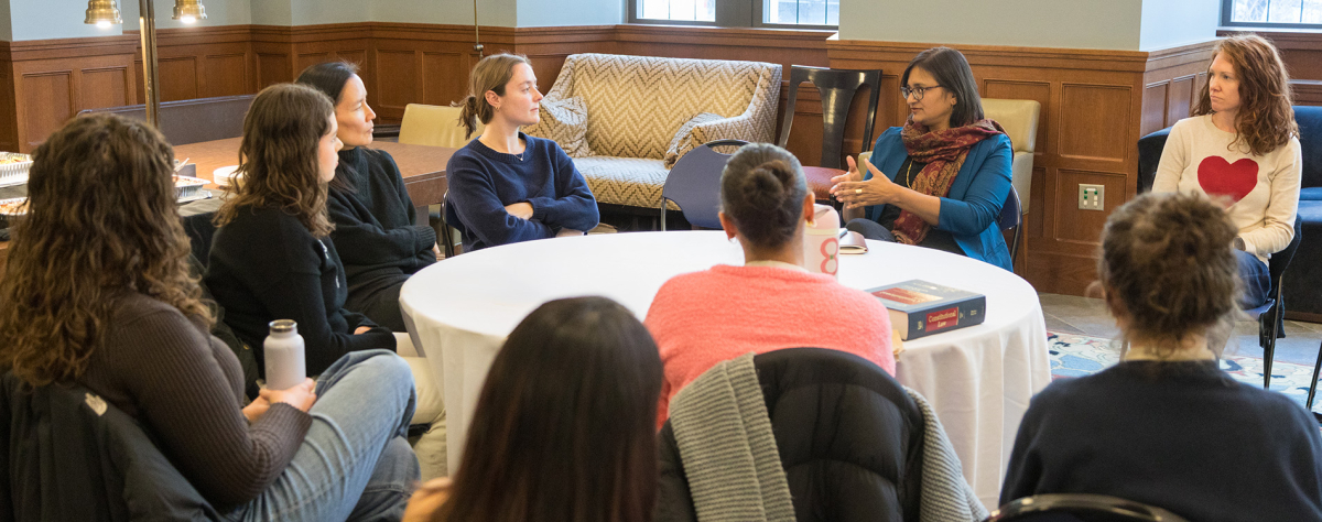 Archi Pyati, ’02, with other Michigan Law students for more in-depth conversation.