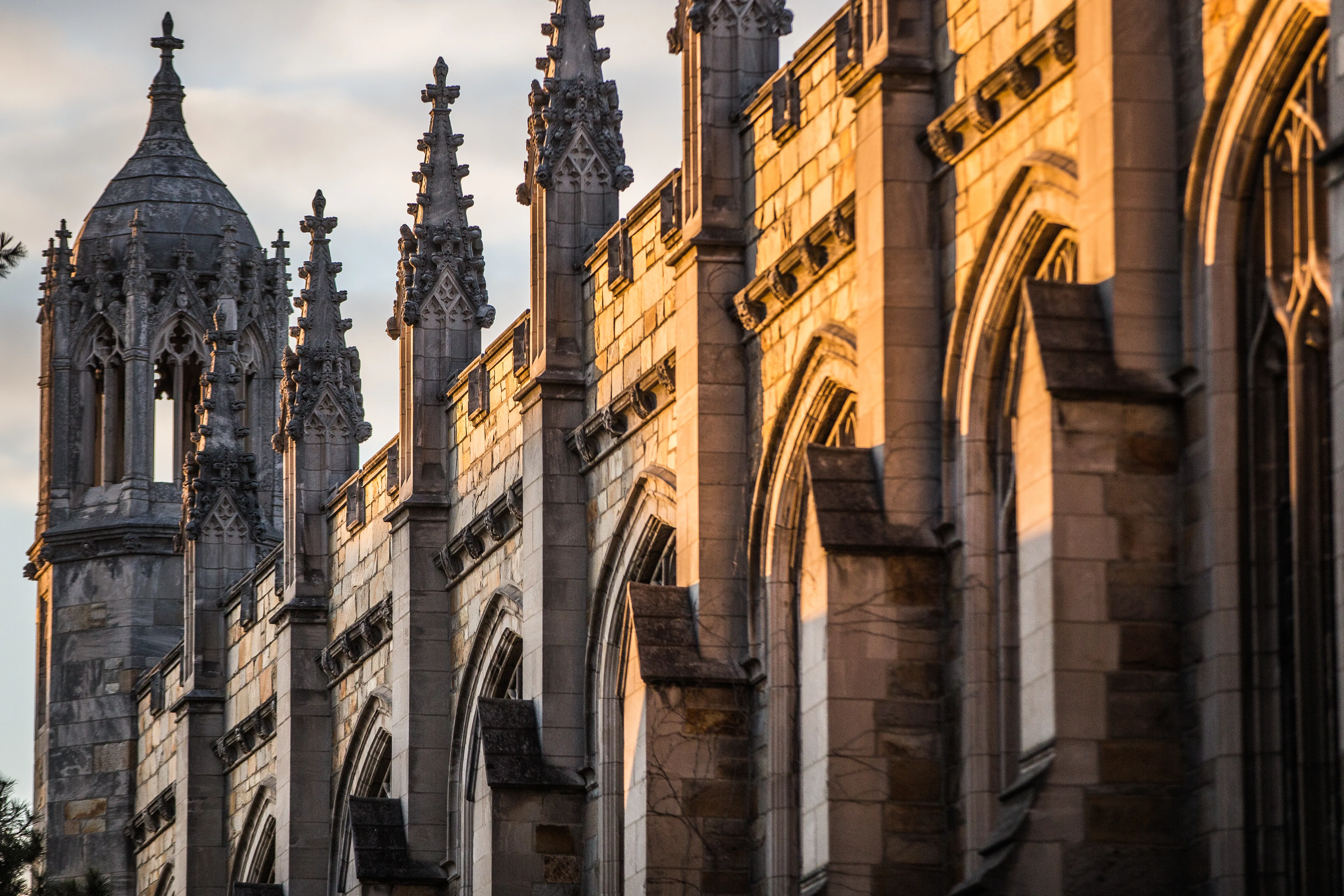 exterior architectural view of Hutchins Hall roof