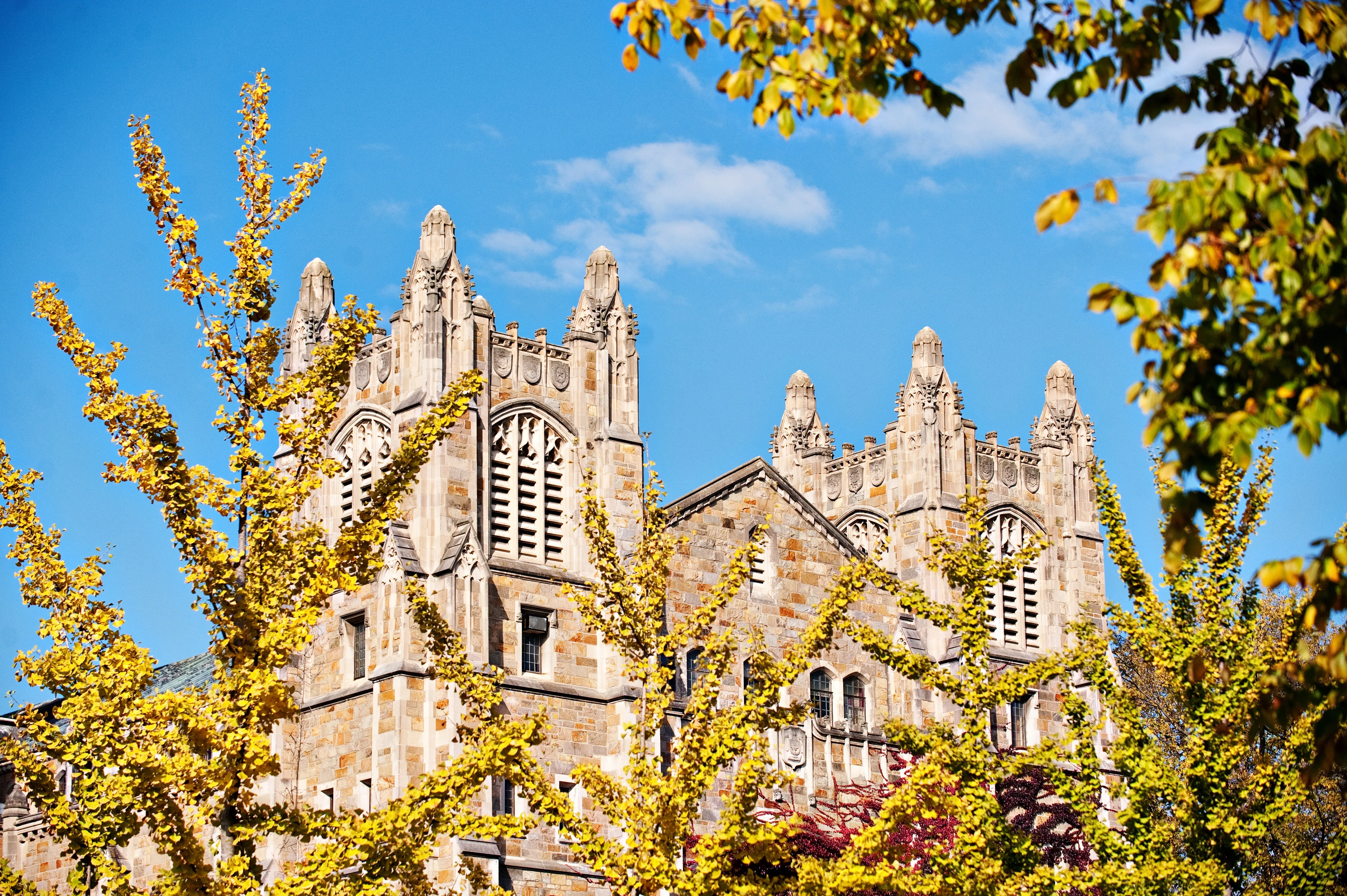 Exterior view of the top of the Reading Room during fall 