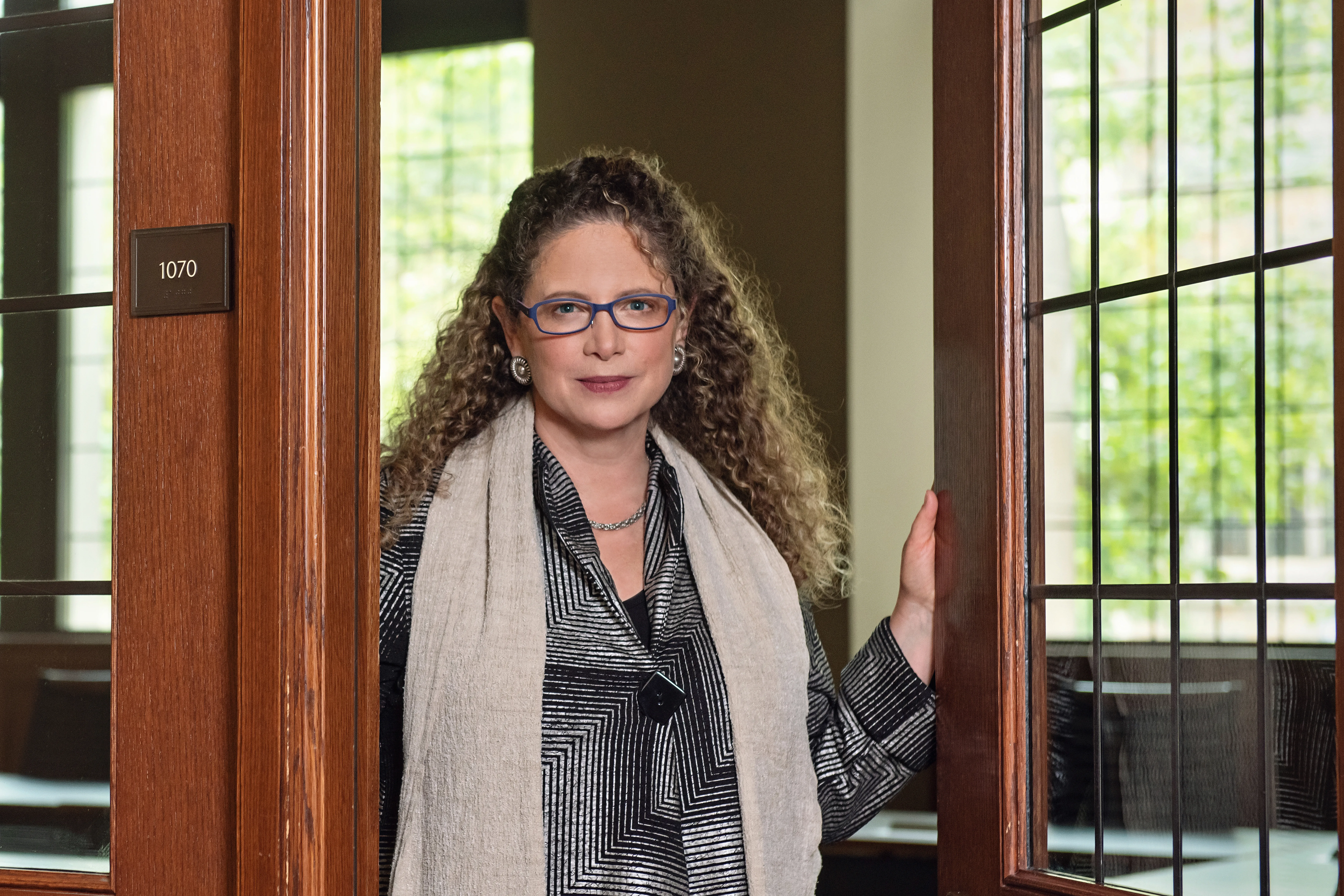 Professor Karima Bennoune standing in a Michigan Law classroom.