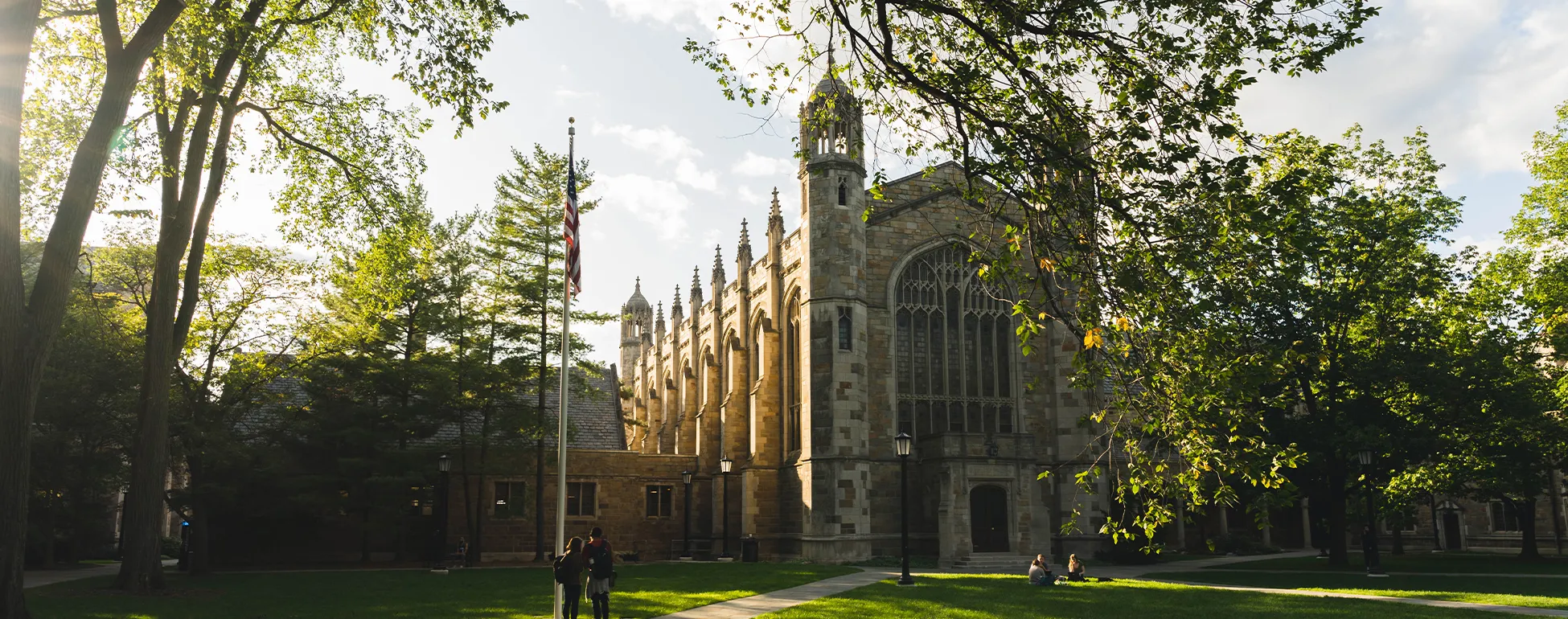 Light filled scene of University of Michigan Law School Law Quad
