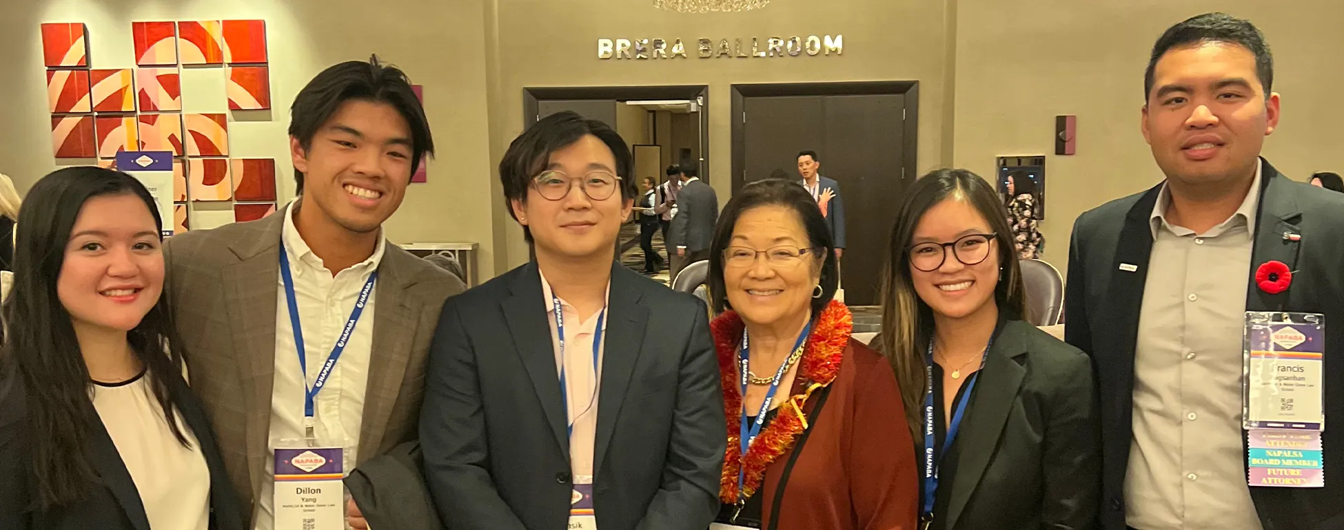 Michigan Law’s Cheyenne Kleinberg, far left, met with US Sen. Mazie Hirono [D-HI], third from the right, along with students from other law schools at the National Asian Pacific American Bar Association Convention in Las Vegas in November.