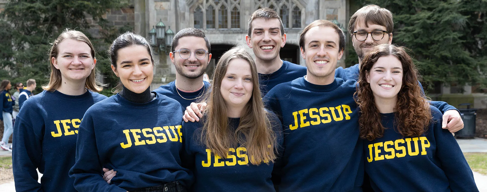 The Michigan Law team and advisers, from left to right: Emma Wilfong, Isobel Blakeway-Phillips, Jude Rich, Julia Shults, Jimmy McDonough, Frank Sunderland, Alec Fischbein, and Katarina Leskovar
