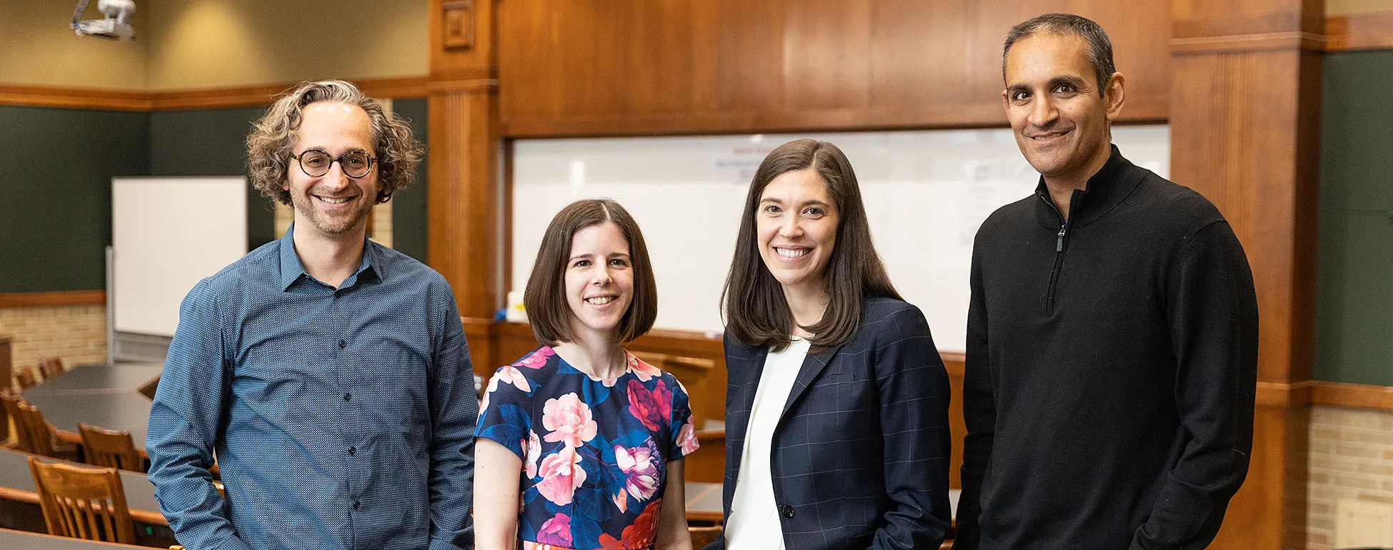 Winners of the 2023 Michigan Law faculty awards are (from left) Gil Seinfeld, Margaret Hannon, Emily Prifogle, and Vivek Sankaran.