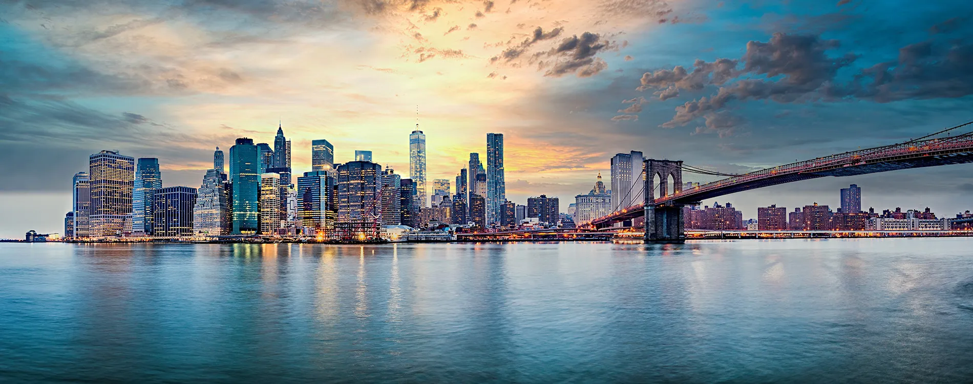 New York city sunset panorama