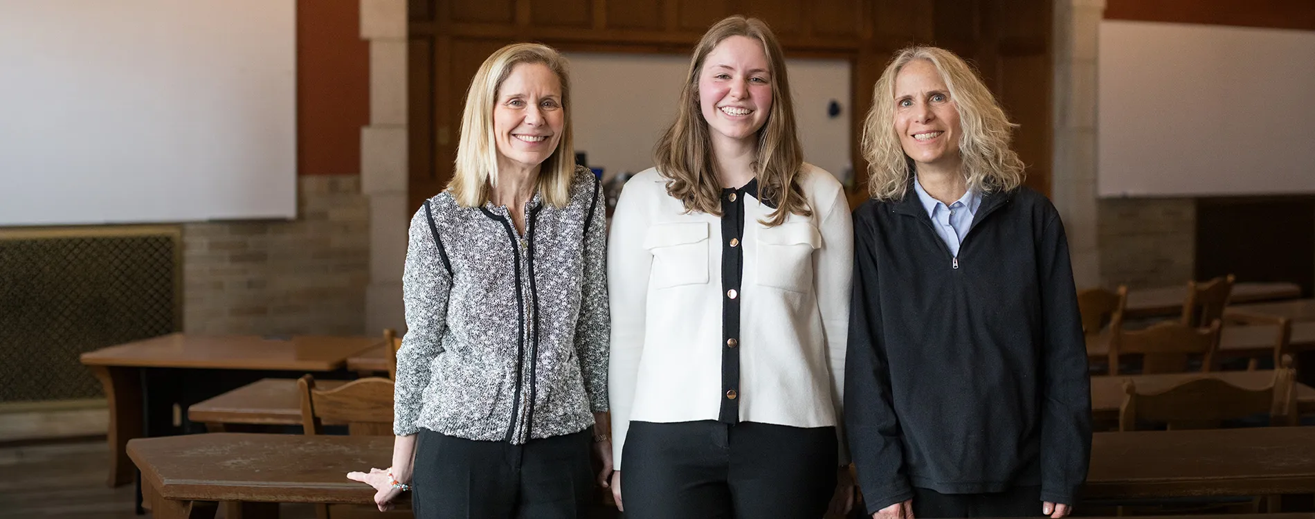 A portrait of The Hon. Pamela A. Harris, Ellen, and the Hon. Elizabeth L. Harris at Michigan Law.