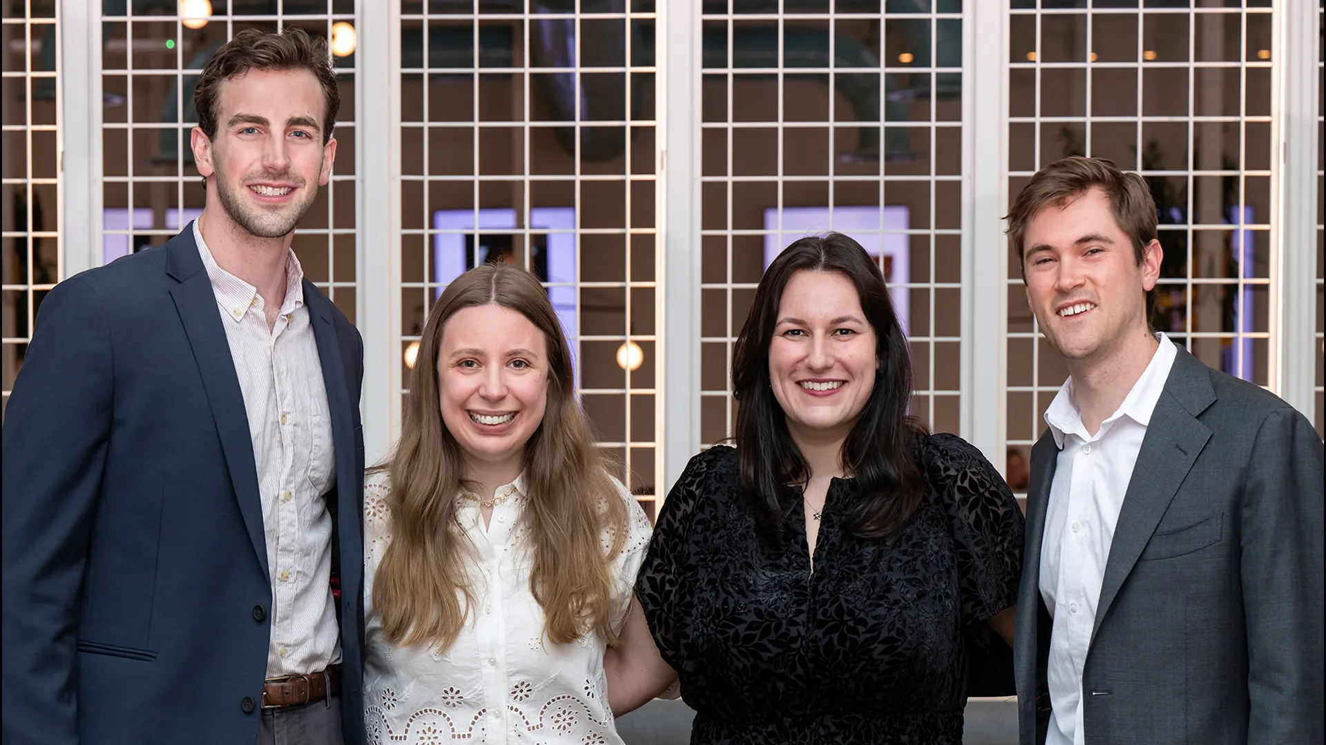 Henry Evans, ’26, Gina Gasparotto, ’26, Taylor Hopkins, ’24, and Graham Hardig, ’26, at this year’s annual Fiske Fellowship dinner.