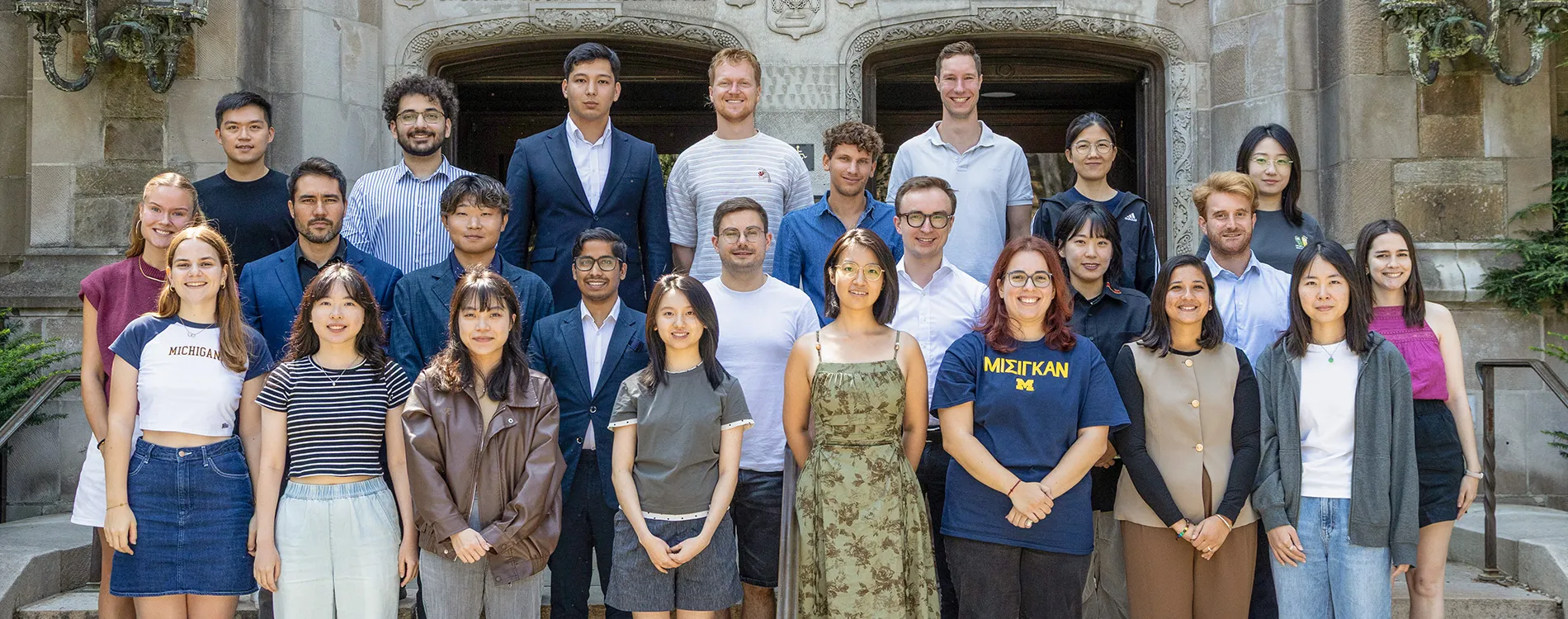 Michigan Law LLM Class of 2026-2027 standing outside of the Reading Room.