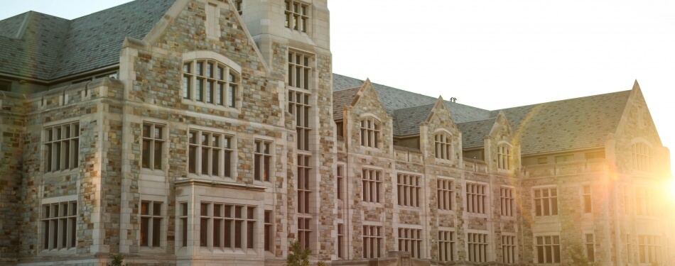 Exterior view of Jeffries Hall building during sunset in the summer