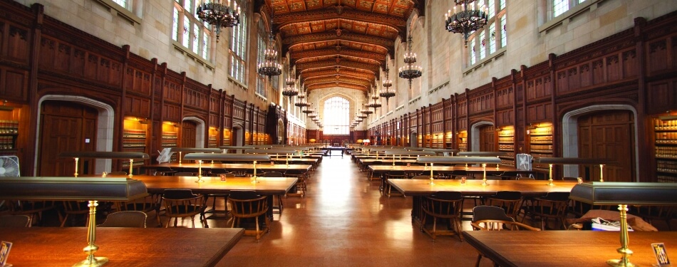 Interior view of the reading room looking towards window