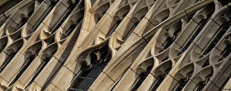 Exterior details of reading room window architecture