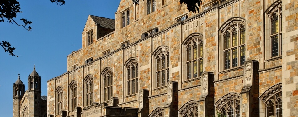 Exterior view of Hutchins Hall during summer