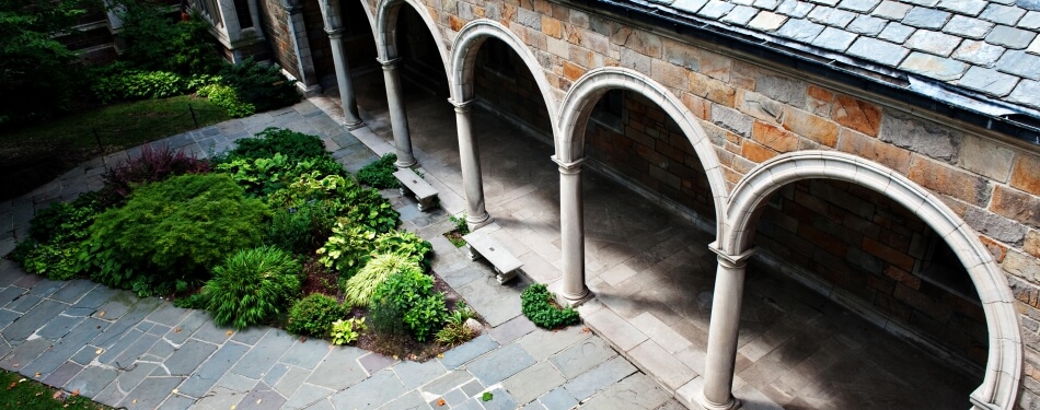 Aerial view of the Archway in the Law Quad