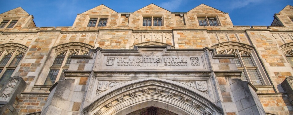 View of entrance into Hutchins Hall 