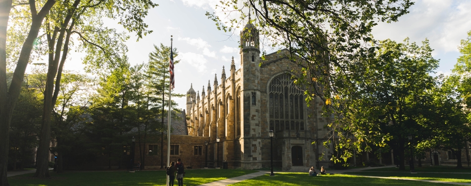 Light filled scene of Law Quad