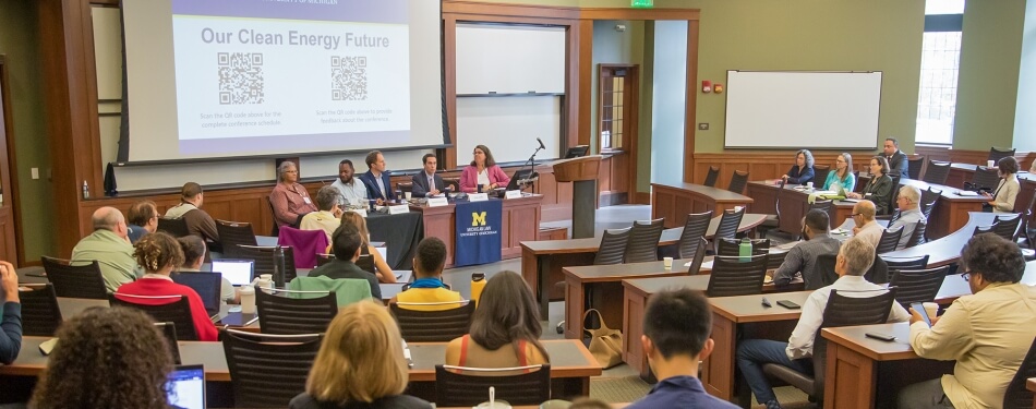 A panel of speakers leading a discussion at the Environmental Law and Energy Program’s 2024 conference.