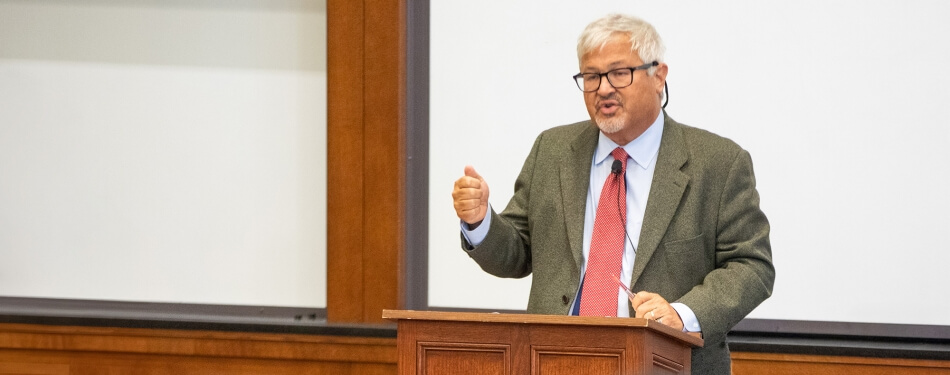 Jack Goldsmith lecturing in a classroom at Michigan Law.