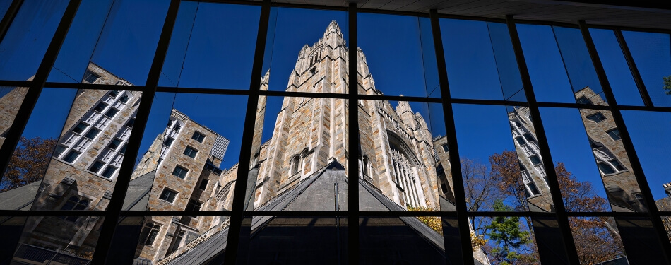 A view of the Reading Room through the Law Library Windows.