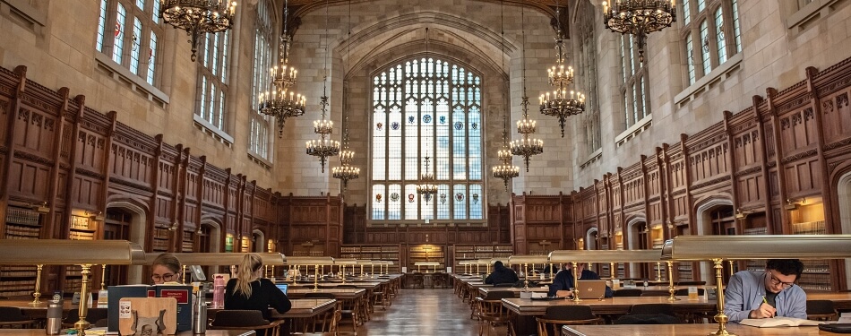 Students studying the in the Michigan Law Reading Room.