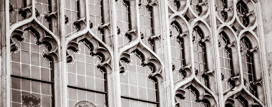 Michigan Law Reading room stained glass windows.