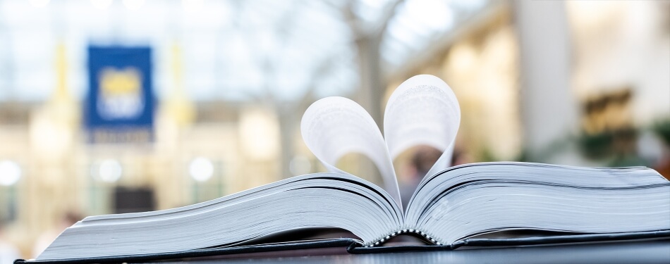Pages of a book folded to look like a paper heart.