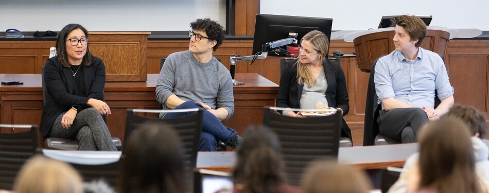 A group of Michigan Law Alumni lead a discussion panel during Public Interest Week.