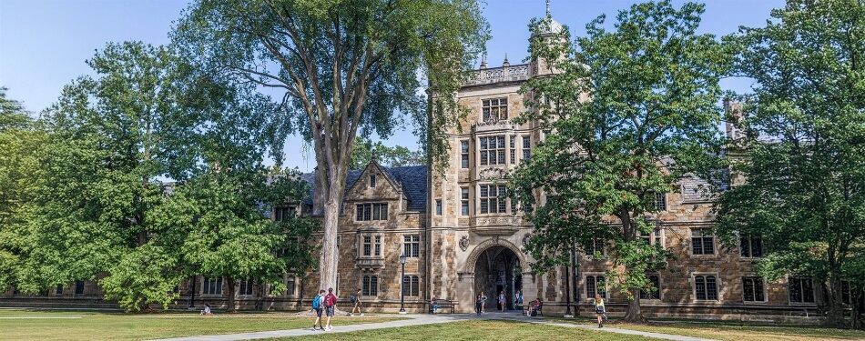 The Lawyers Club exterior at the University of Michigan Law School campus.