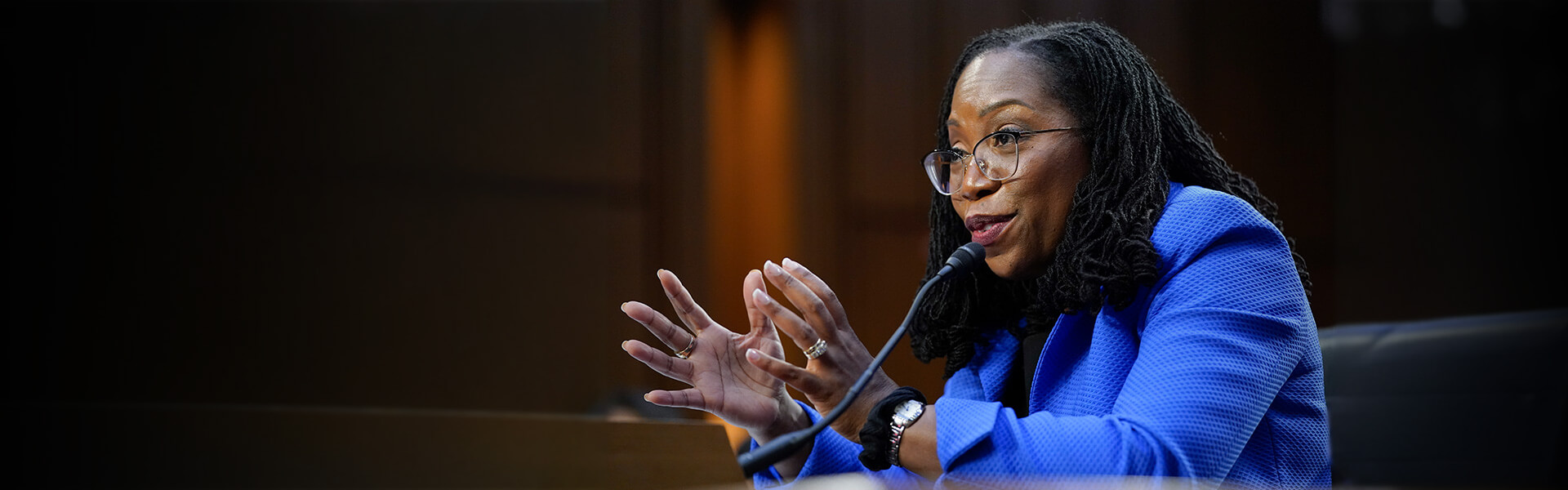 Supreme Court nominee Ketanji Brown Jackson testifies during her Senate Judiciary Committee confirmation hearing on Capitol Hill in Washington.