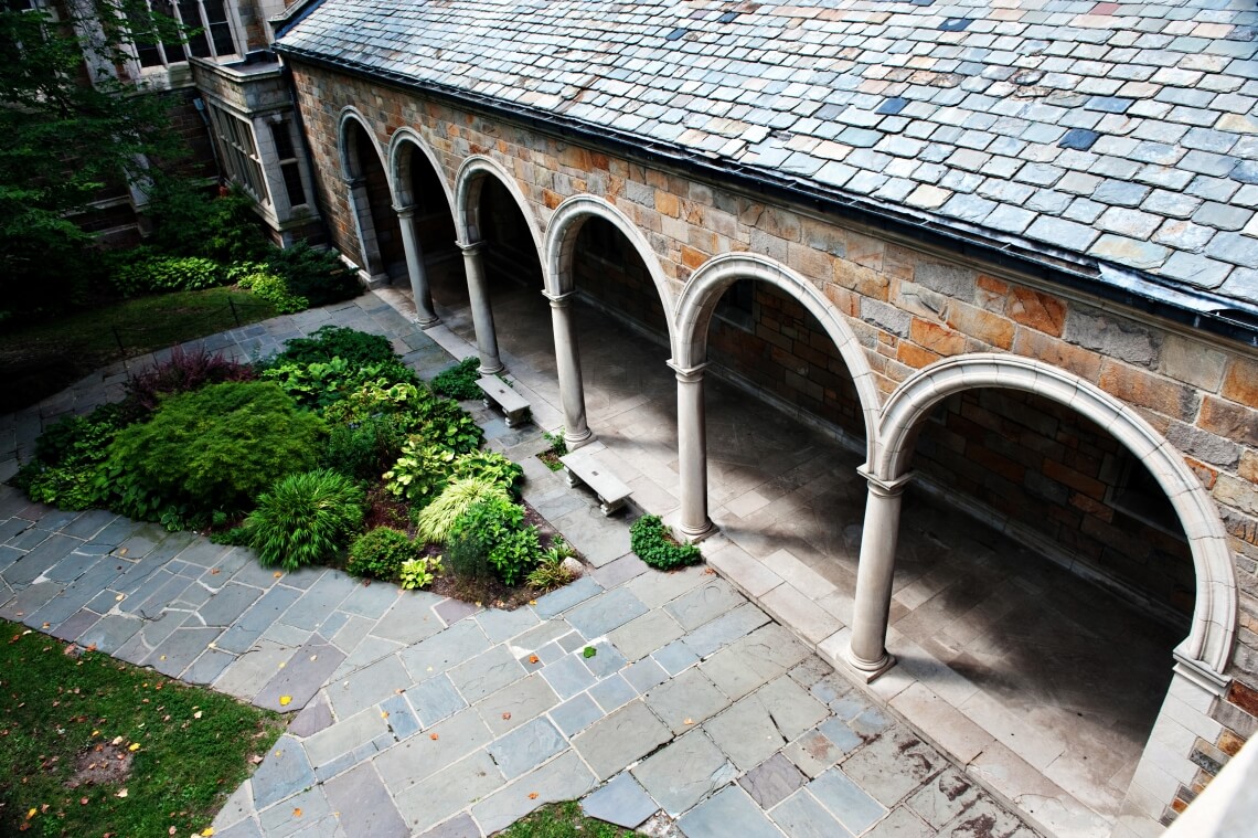 Aerial view of the Archway in the Law Quad