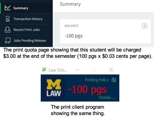 Print Charging - Over Quota Examples