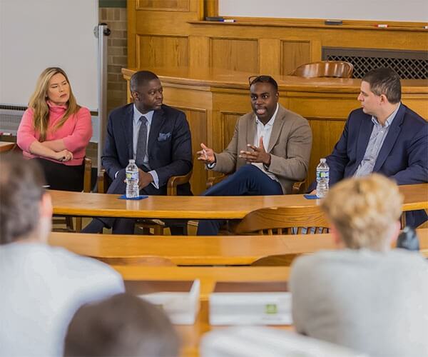 On February 8, Professor Heather Ann Thompson, from U-M’s College of Literature, Science, and the Arts, and Washtenaw County Prosecutor Eli Savit, ’10, (also a lecturer at Michigan Law), joined Michigan Law faculty Ekow Yankah and Daniel Fryer, ’18, to discuss police violence and the strategies being employed to reform the system.