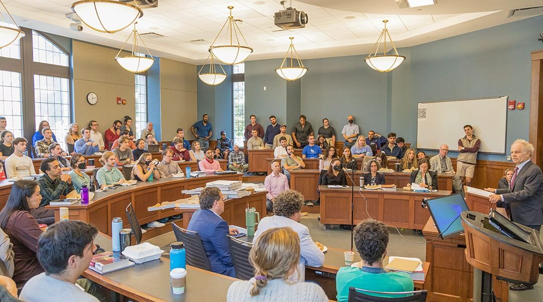 a group of people in a classroom