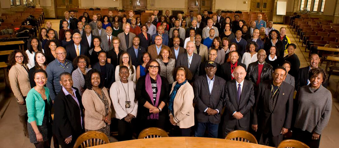 Michigan Law African American Alumni Reunion 2017 group portrait in Hutchins Hall room 100