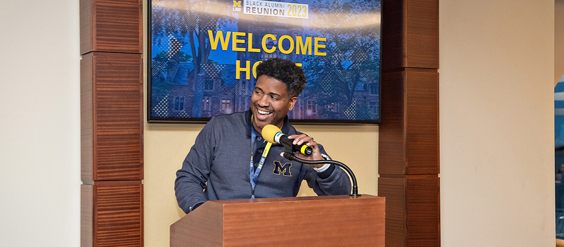 Michigan Law alumni hosts panel during the Black Alumni Reunion 2023 reception.