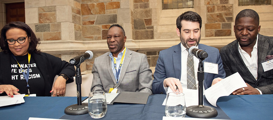 A discussion panel led by Michigan Law alumni, Guy Uriel Charles, Jonathan Brater, and Ekow Yankah