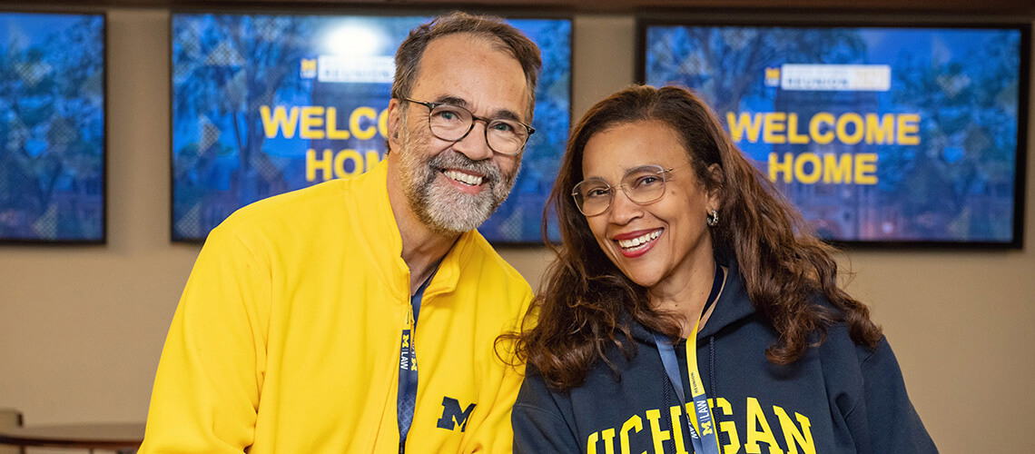 A couple Michigan Law alumni at the Black Alumni Reunion 2023 Reception.
