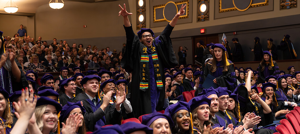 Michigan Law students cheering during Senior Day.