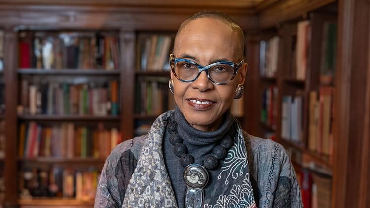 A portrait of Michele Coleman Mayes, ’74.