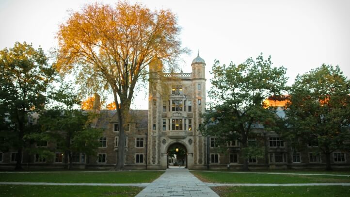 Exterior view of the Lawyers Club during Fall
