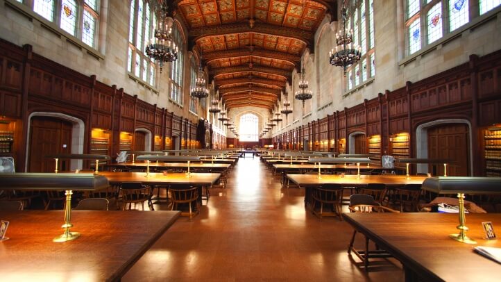 Interior view of the reading room looking towards window