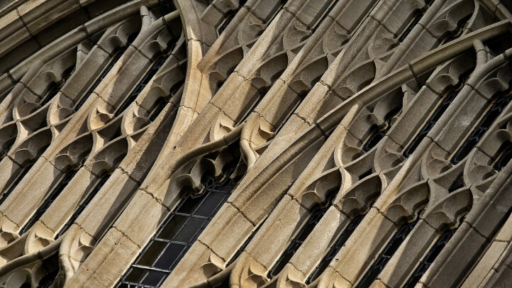 Exterior details of reading room window architecture