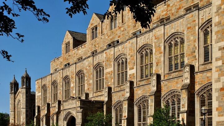 Exterior view of Hutchins Hall during summer