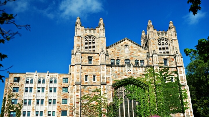 Exterior view of the Michigan Law Reading Room during summer