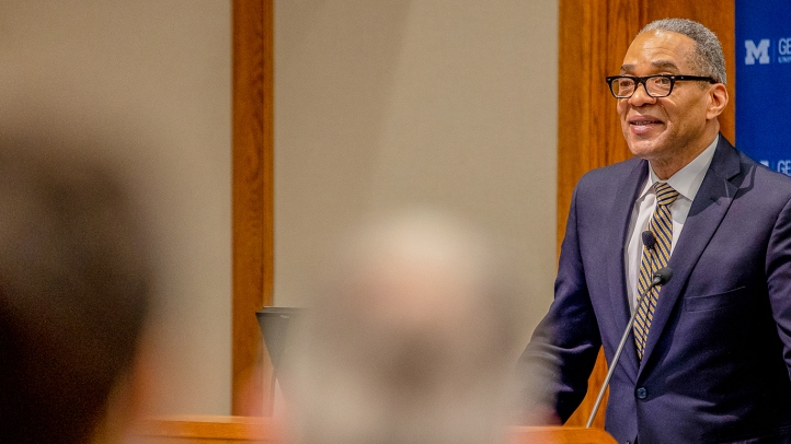 Reginald Turner speaks to students