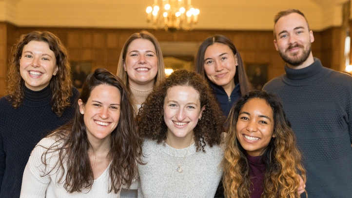 (Back, left to right): Charlotte Boghossian, Victoria Clark, Lexi Wung, and James Kirwan; (Front, left to right): Ruby Emberling, Lily Sawyer-Kaplan, and Lissie Ng. (Not pictured: Olivia Vigiletti)
