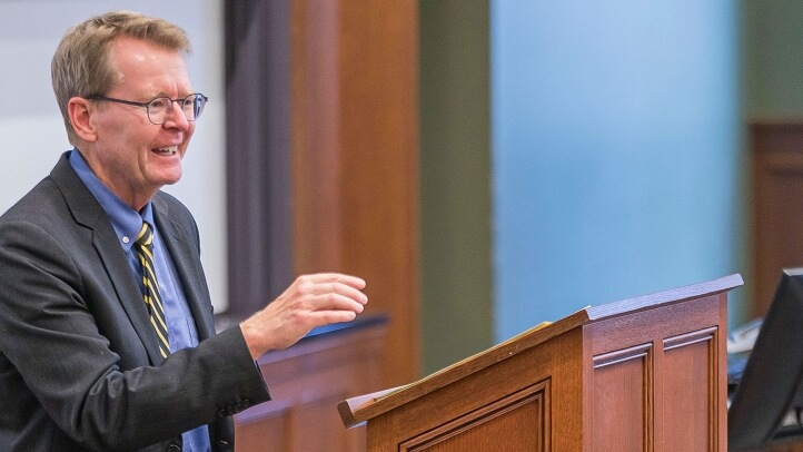 At U-M’s annual Constitution Day commemoration, conservative law professor Michael Stokes Paulsen outlined the argument that Donald Trump is ineligible to run for president in 2024, based on provisions in Section 3 of the 14th Amendment to the Constitution. 